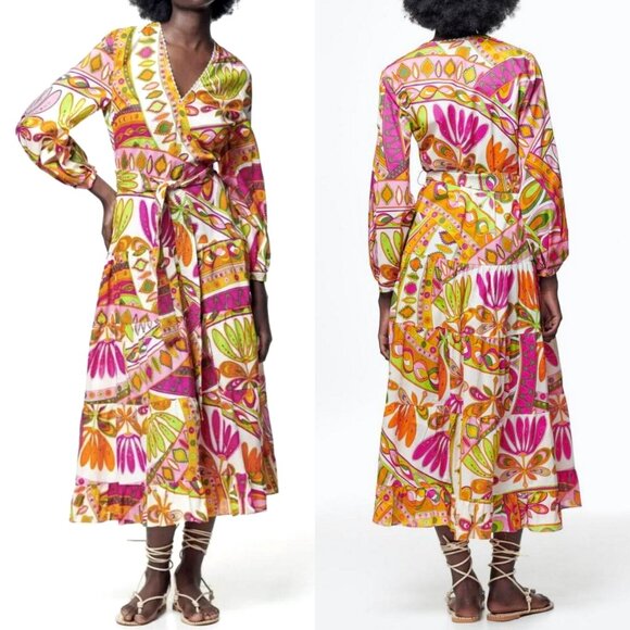 Zara 70's Inspired Retro Mod Floral Maxi Dress - Picture 1 of 11